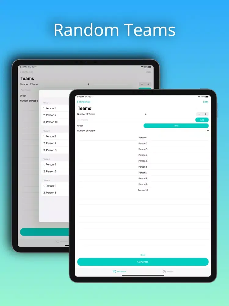 ภาพหน้าจอของ Randomizer: Events Generator iPad 