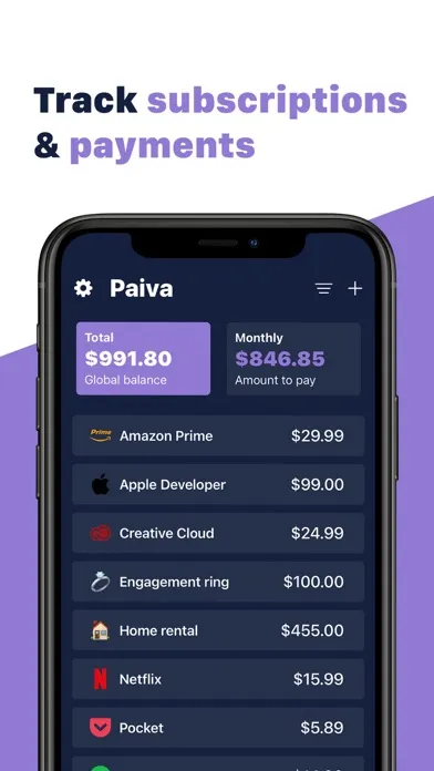 Paiva - Track subscriptions سکرین شاٹس