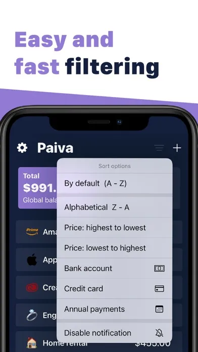 Paiva - Track subscriptions سکرین شاٹس