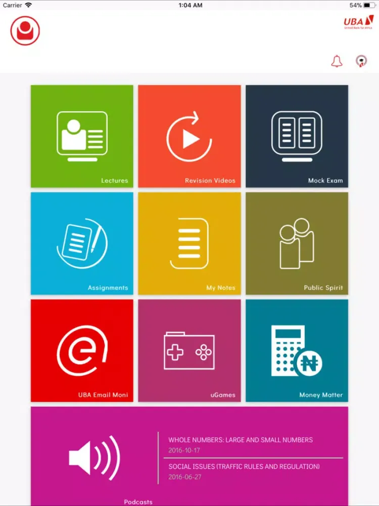 UBA LEARN iPad  Screenshots
