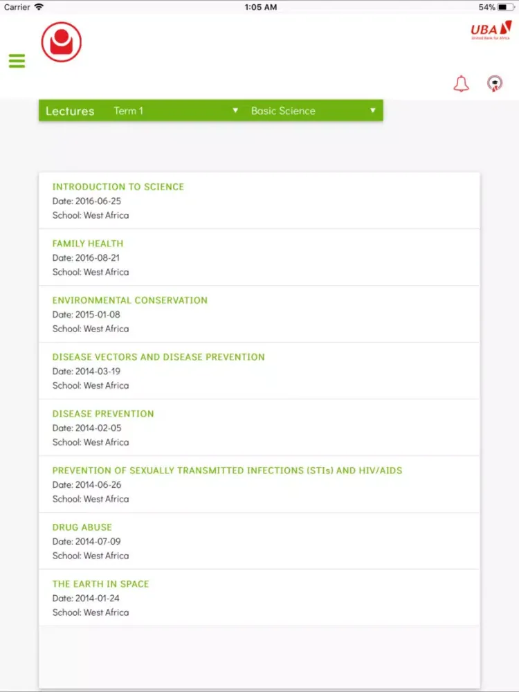 UBA LEARN iPad  Screenshots