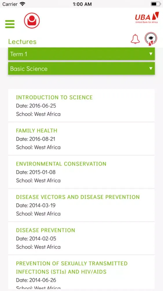 UBA LEARN Screenshots
