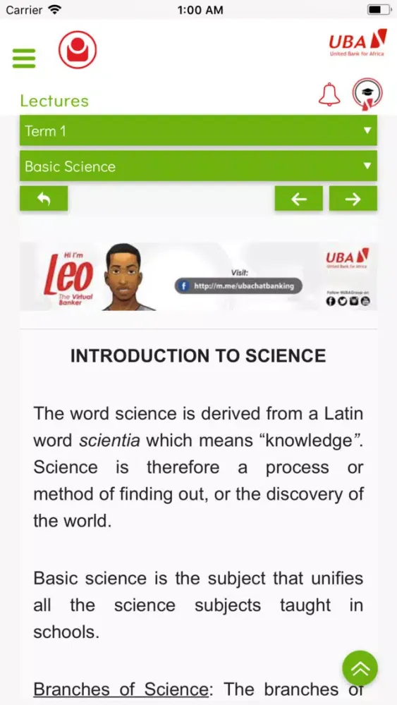 UBA LEARN Screenshots