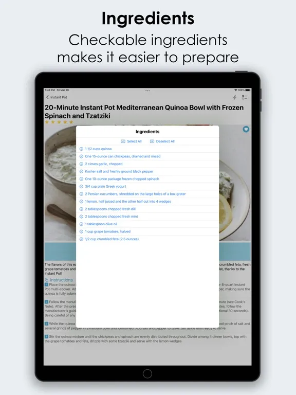 Capturas de tela do Instant Pot Recipes, offline iPad 