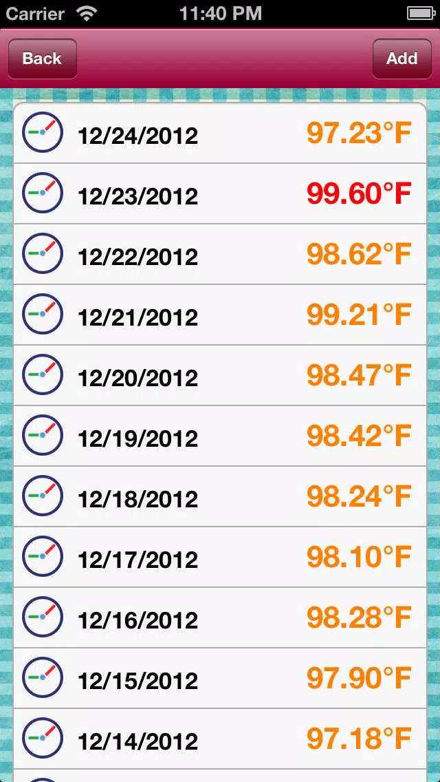 Captures d'écran de iBodyTemperature(°F)