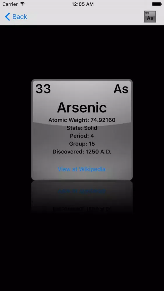 ภาพหน้าจอของ The Elements – periodic table for Apple Watch