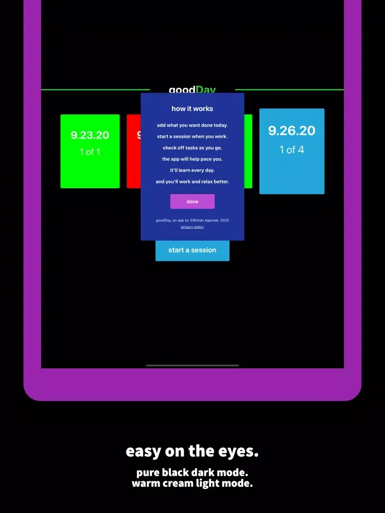 goodDay - pace your workflow iPad  স্ক্রিনশট