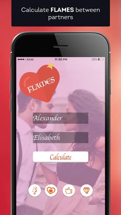 Tangkapan skrin FLAMES Calculator - Love Meter