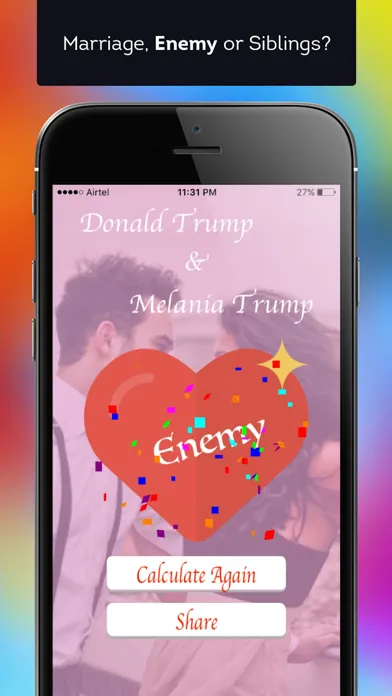 Tangkapan skrin FLAMES Calculator - Love Meter