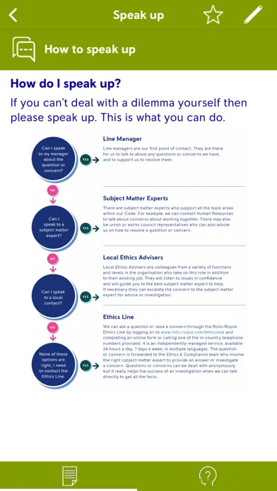 Capturas de tela do Rolls-Royce Code of Conduct