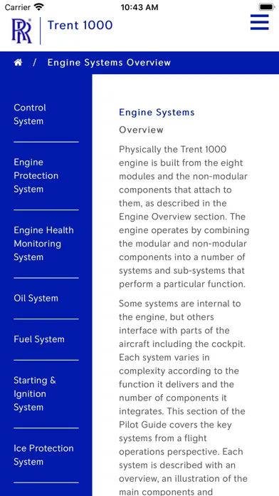 Screenshot di Trent 1000 Pilot Guide