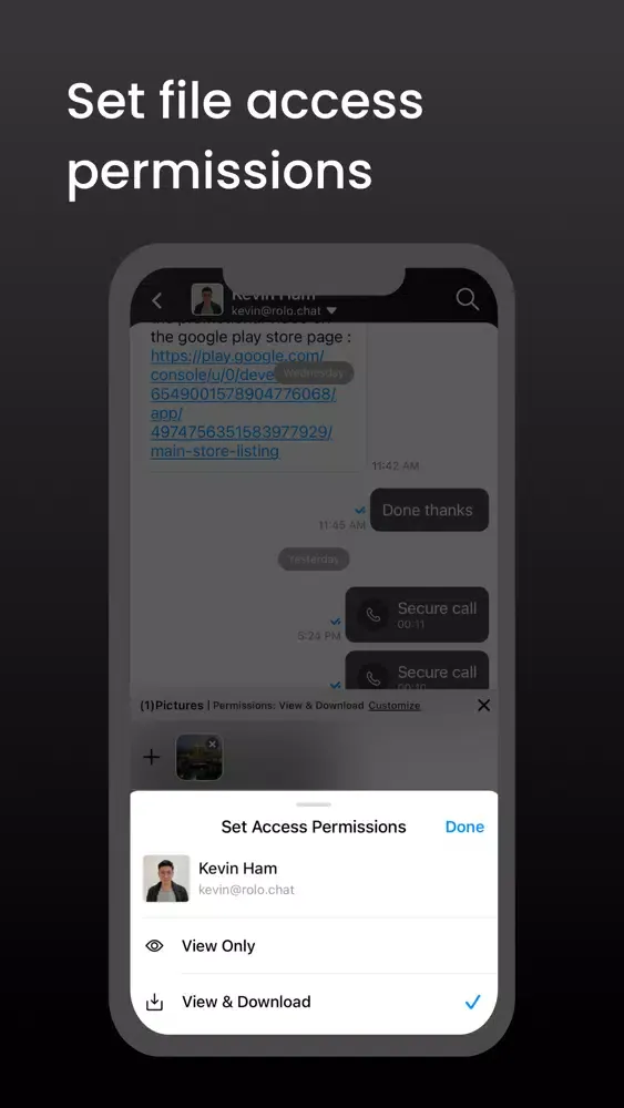 Tangkapan skrin Rolo Secure Chat