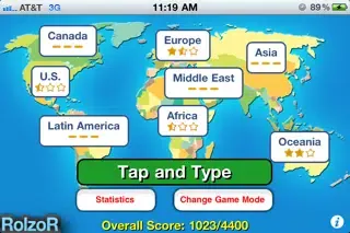 Tangkapan skrin TapQuiz Maps World Edition