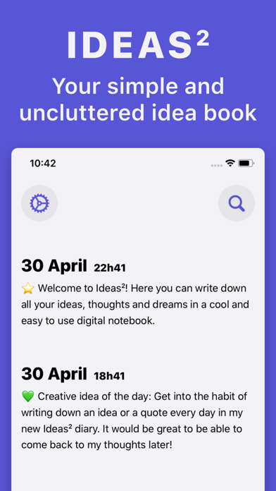 Your Ideas² notebook - Diary Screenshots