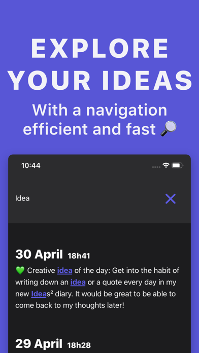 Your Ideas² notebook - Diary Screenshots