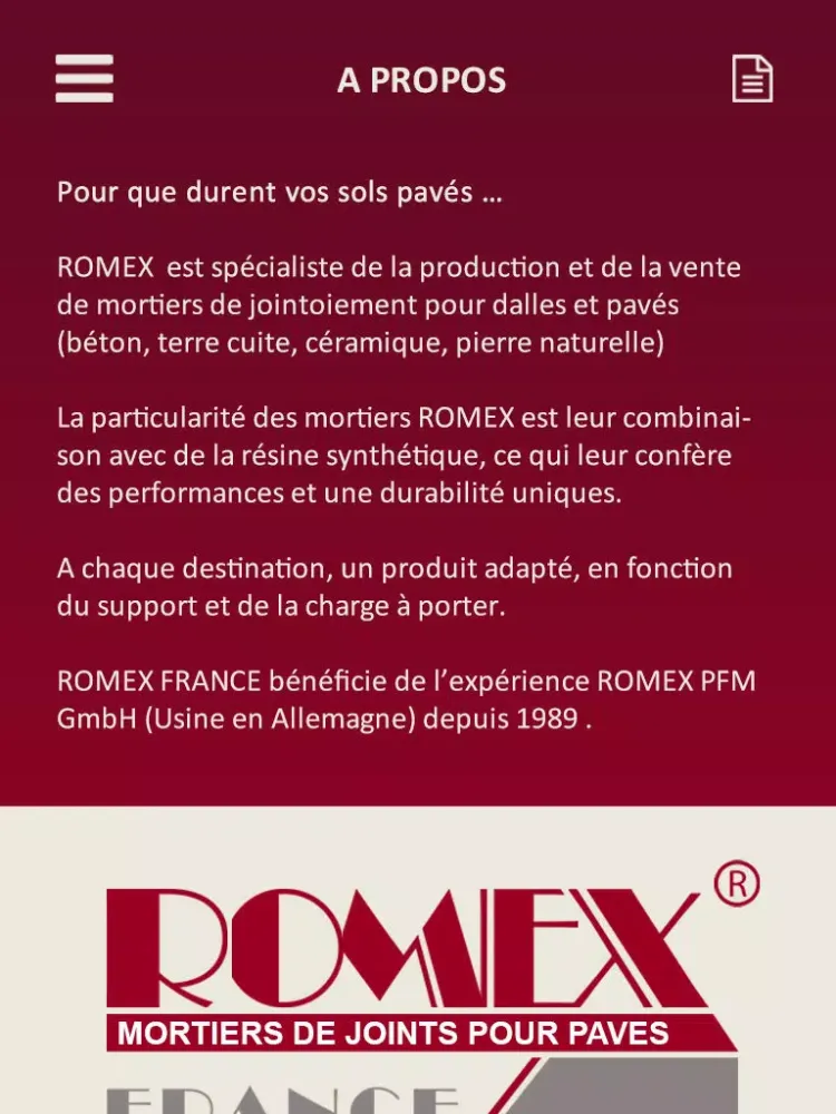 Zrzuty ekranu Romex - Calcul des quantités iPad 
