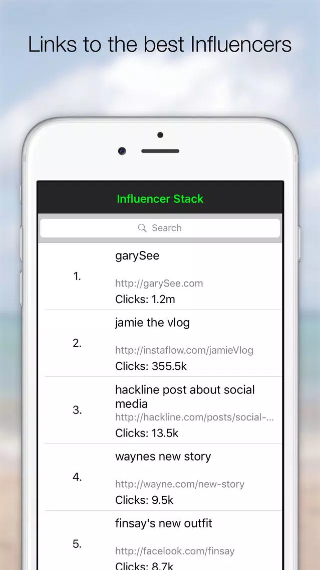 Tangkapan skrin Influencer Stack