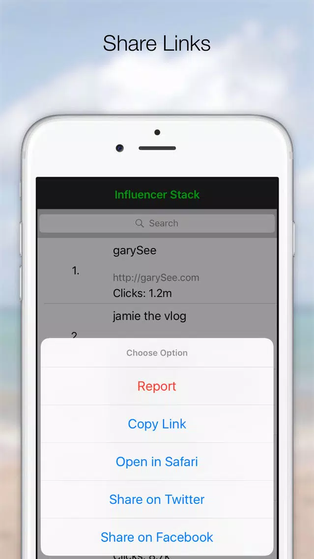 Tangkapan skrin Influencer Stack