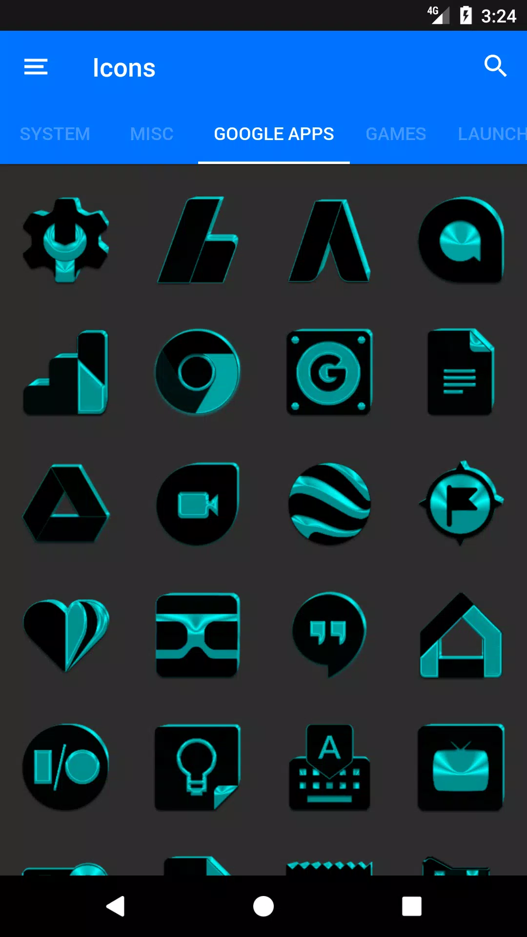 Black and Cyan Icon Pack Screenshots