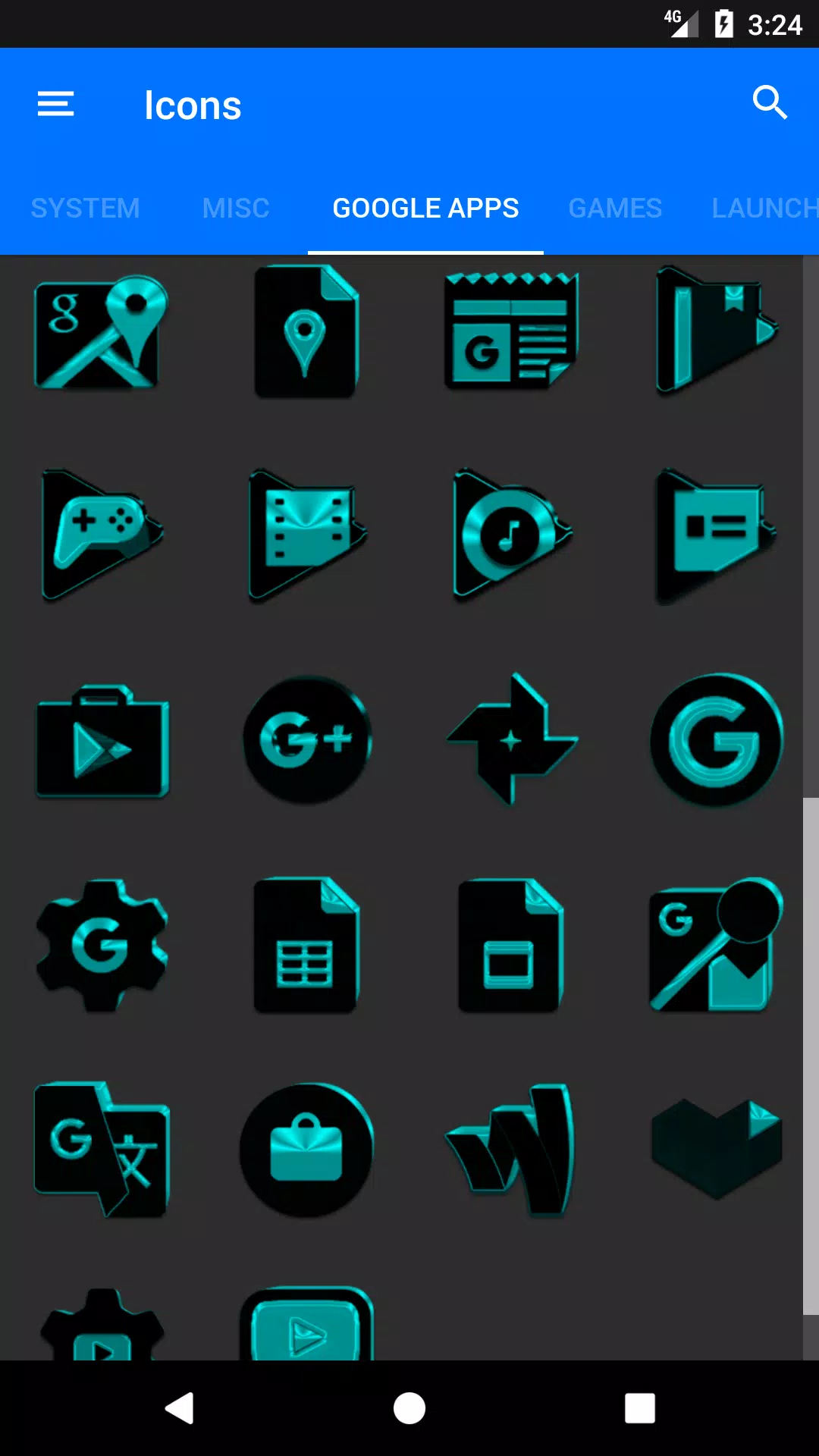 Black and Cyan Icon Pack Screenshots