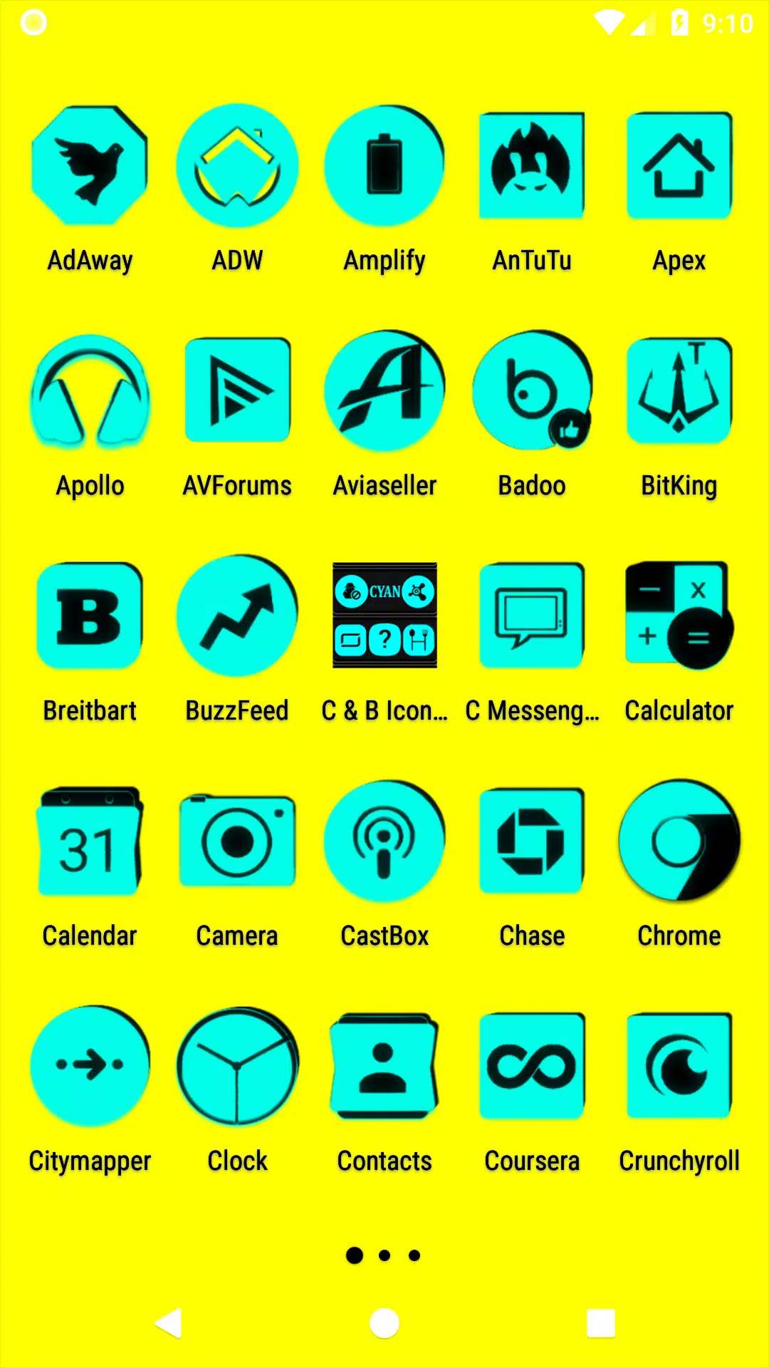 Cyan and Black Icon Pack Screenshots