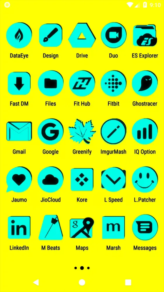 ภาพหน้าจอของ Cyan and Black Icon Pack