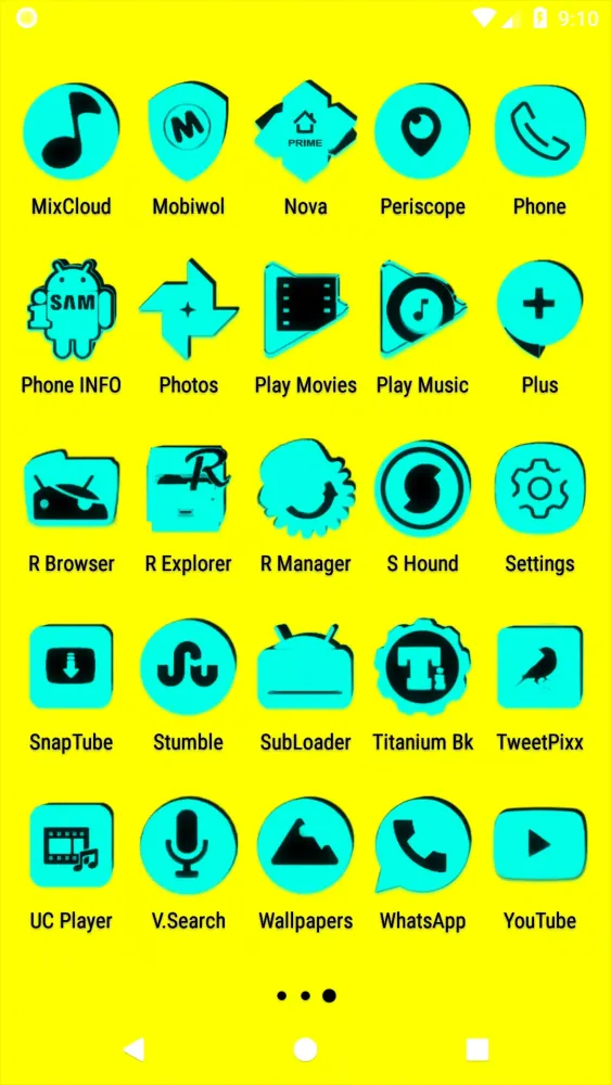 ภาพหน้าจอของ Cyan and Black Icon Pack