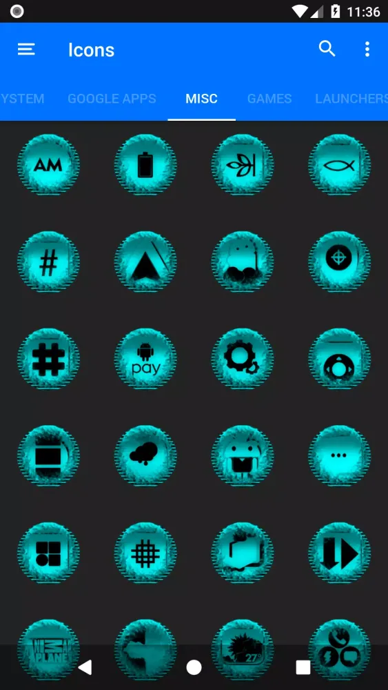Cyan Icon Pack Style 5 Screenshots