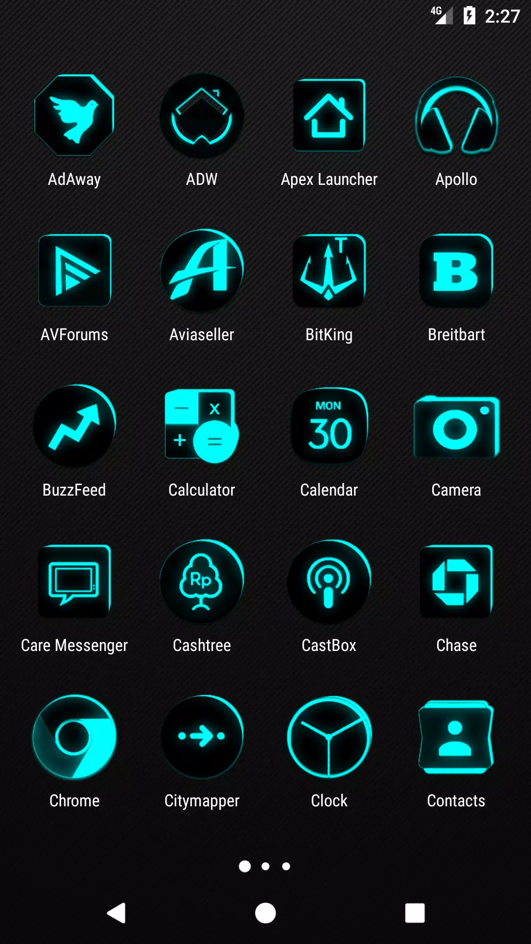 Flat Black and Cyan Icon Pack Screenshots