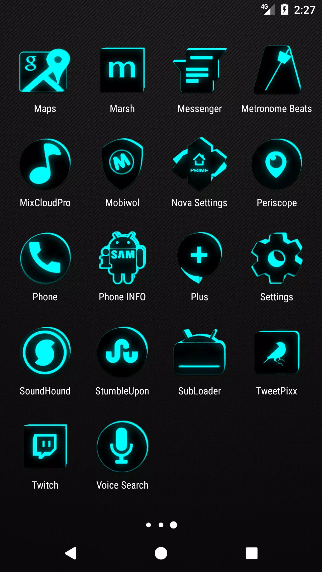 Flat Black and Cyan Icon Pack Screenshots