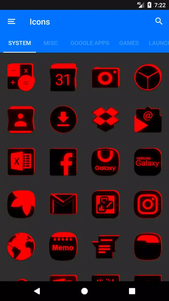 Flat Black and Red Icon Pack Ekran Görüntüleri