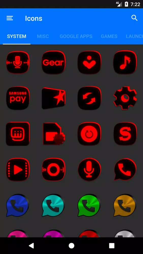 Flat Black and Red Icon Pack Ekran Görüntüleri