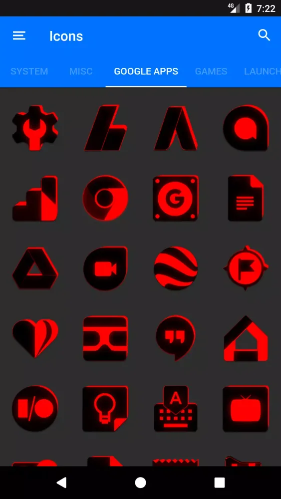 Flat Black and Red Icon Pack Ekran Görüntüleri