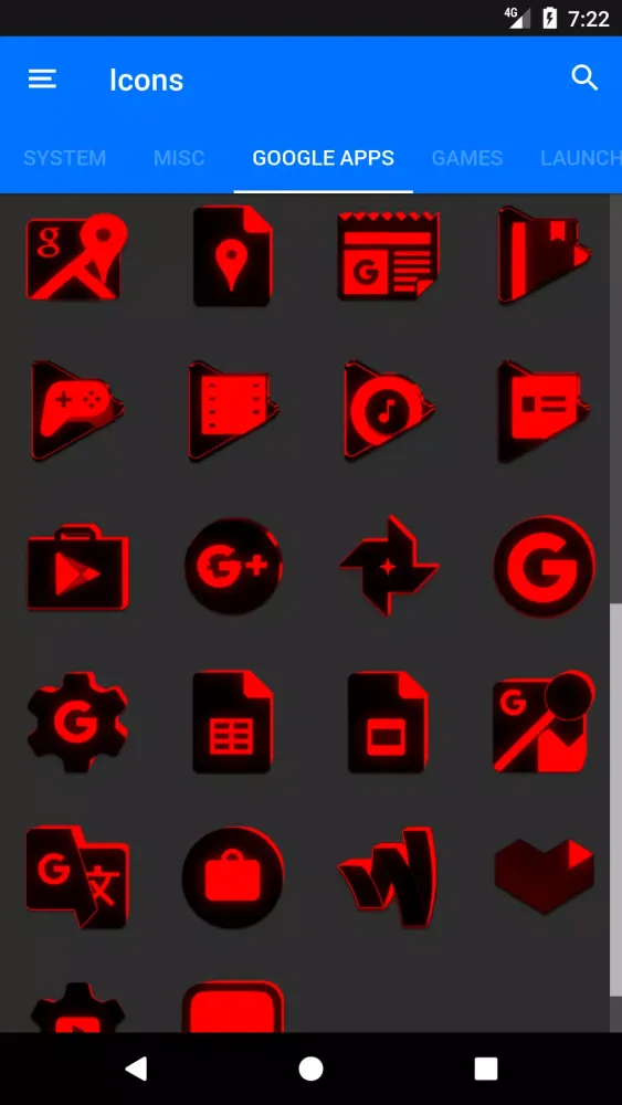 Flat Black and Red Icon Pack Ekran Görüntüleri