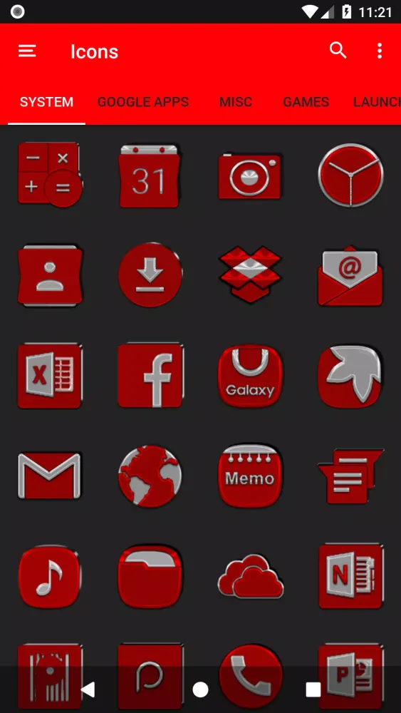 ภาพหน้าจอของ Red Icon Pack
