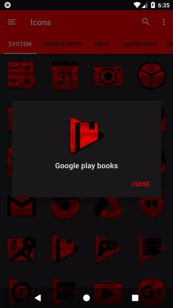 ภาพหน้าจอของ Red and Black Icon Pack