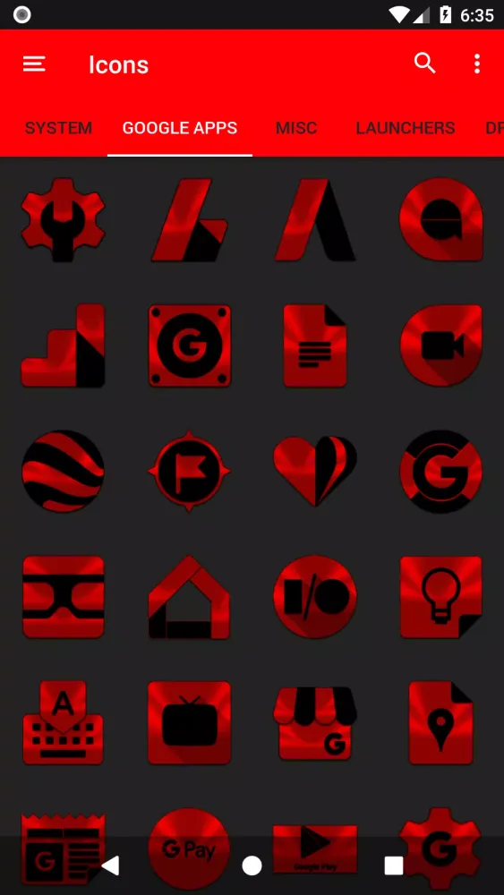 ภาพหน้าจอของ Red and Black Icon Pack