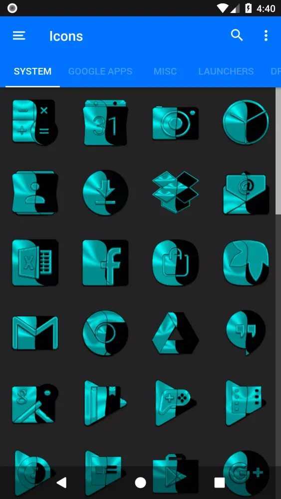 Wicked Cyan Icon Pack Screenshots