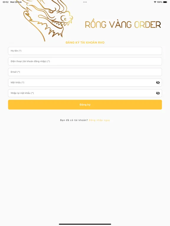 Rồng Vàng Order iPad  Screenshots