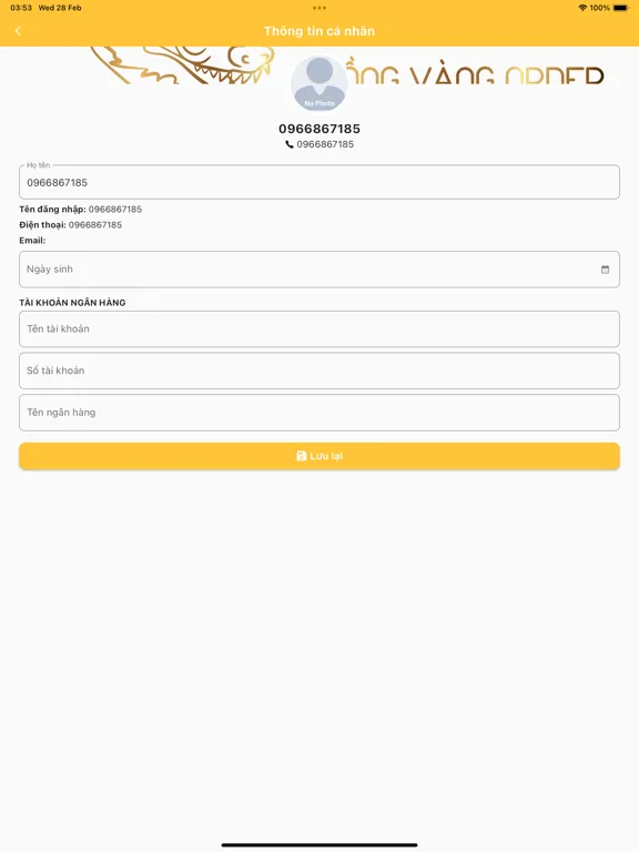 Rồng Vàng Order iPad  Screenshots
