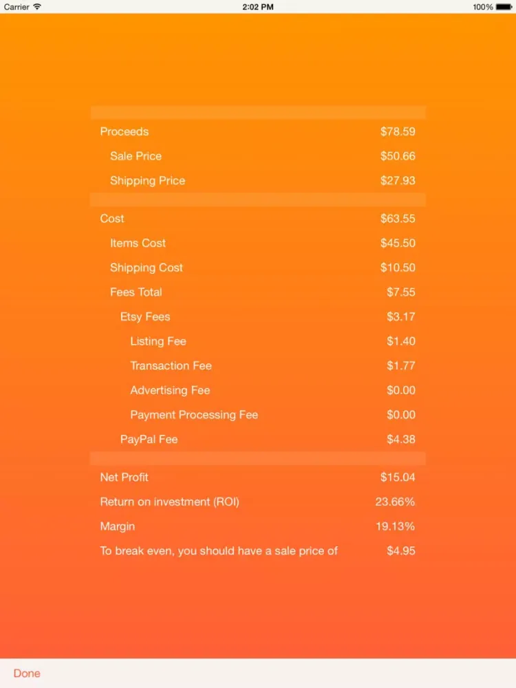 Скриншоты Fee Calculator for Etsy Sellers iPad 
