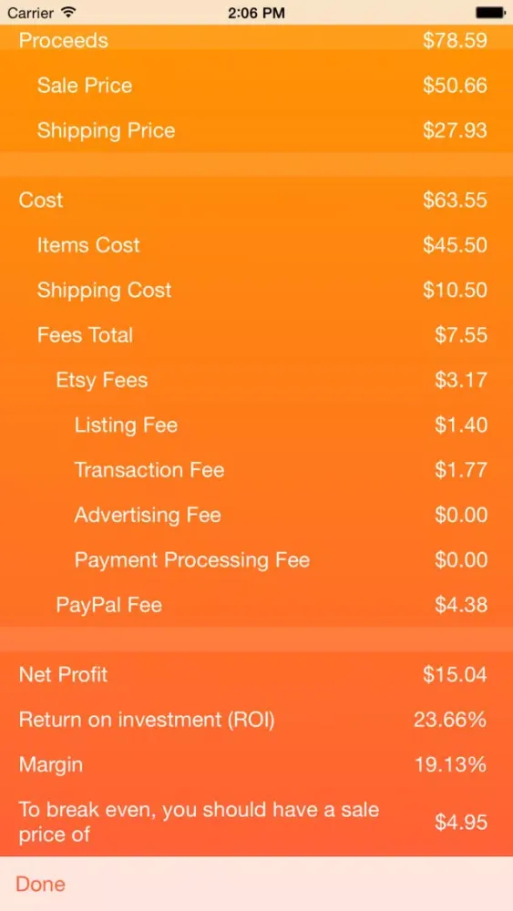 Скриншоты Fee Calculator for Etsy Sellers