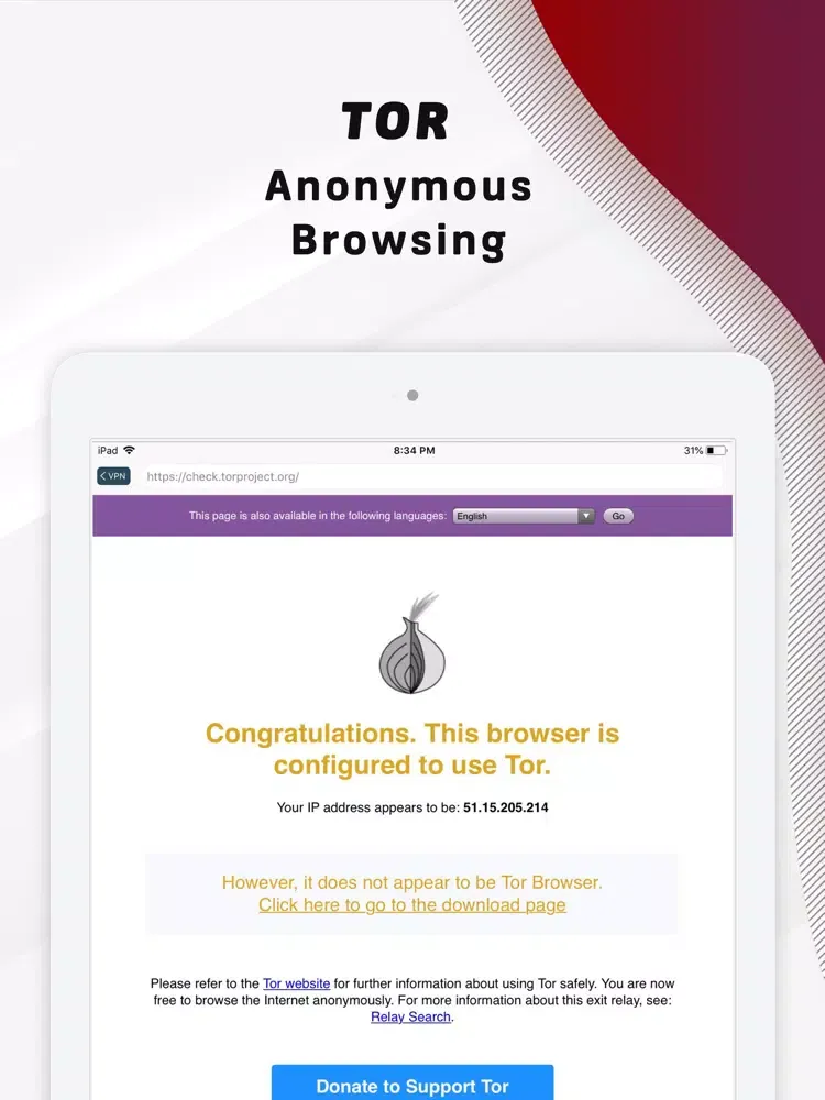 TOR Browser + VPN Private Web iPad 应用截图
