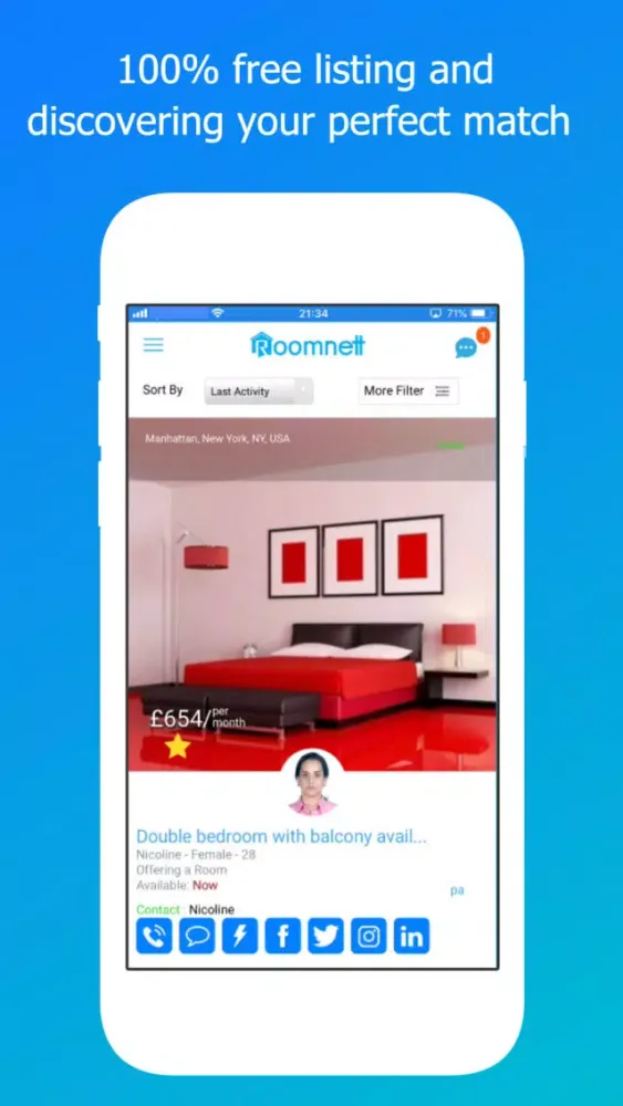 Screenshot di Roomnett: roommates-rooms