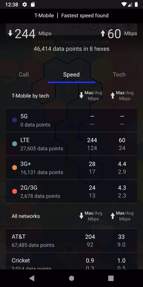 Cell Phone Coverage Map Screenshots