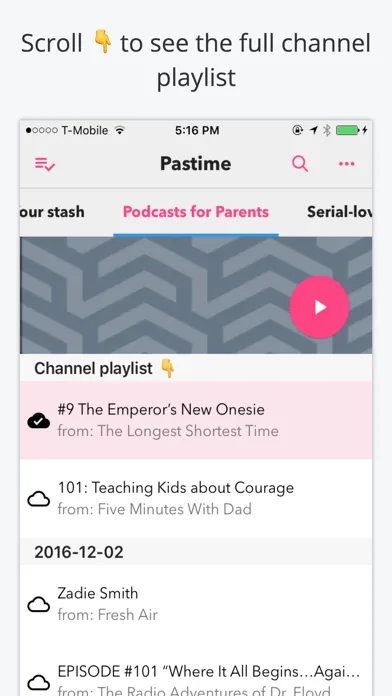 Tangkapan layar Pastime for podcasts