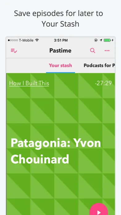 Tangkapan layar Pastime for podcasts
