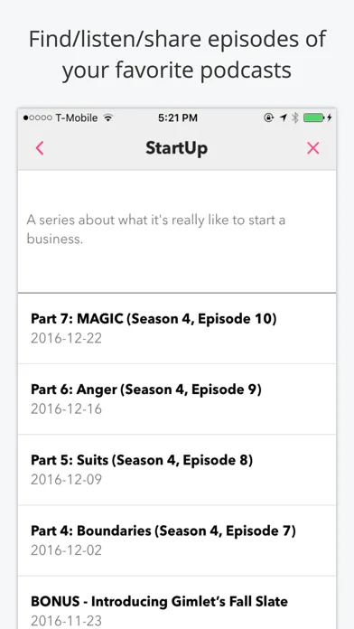 Tangkapan layar Pastime for podcasts