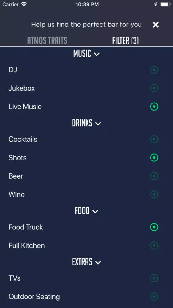 Capturas de tela do Atmos - Find the perfect bar