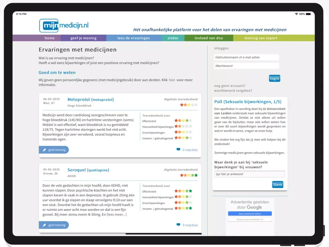 Screenshot di MijnMedicijn.nl iPad 